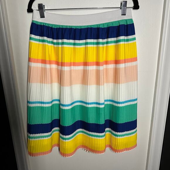 Merona Multicolor Striped Accordion Pleated Skirt Women's Size Medium - Picture 2 of 9